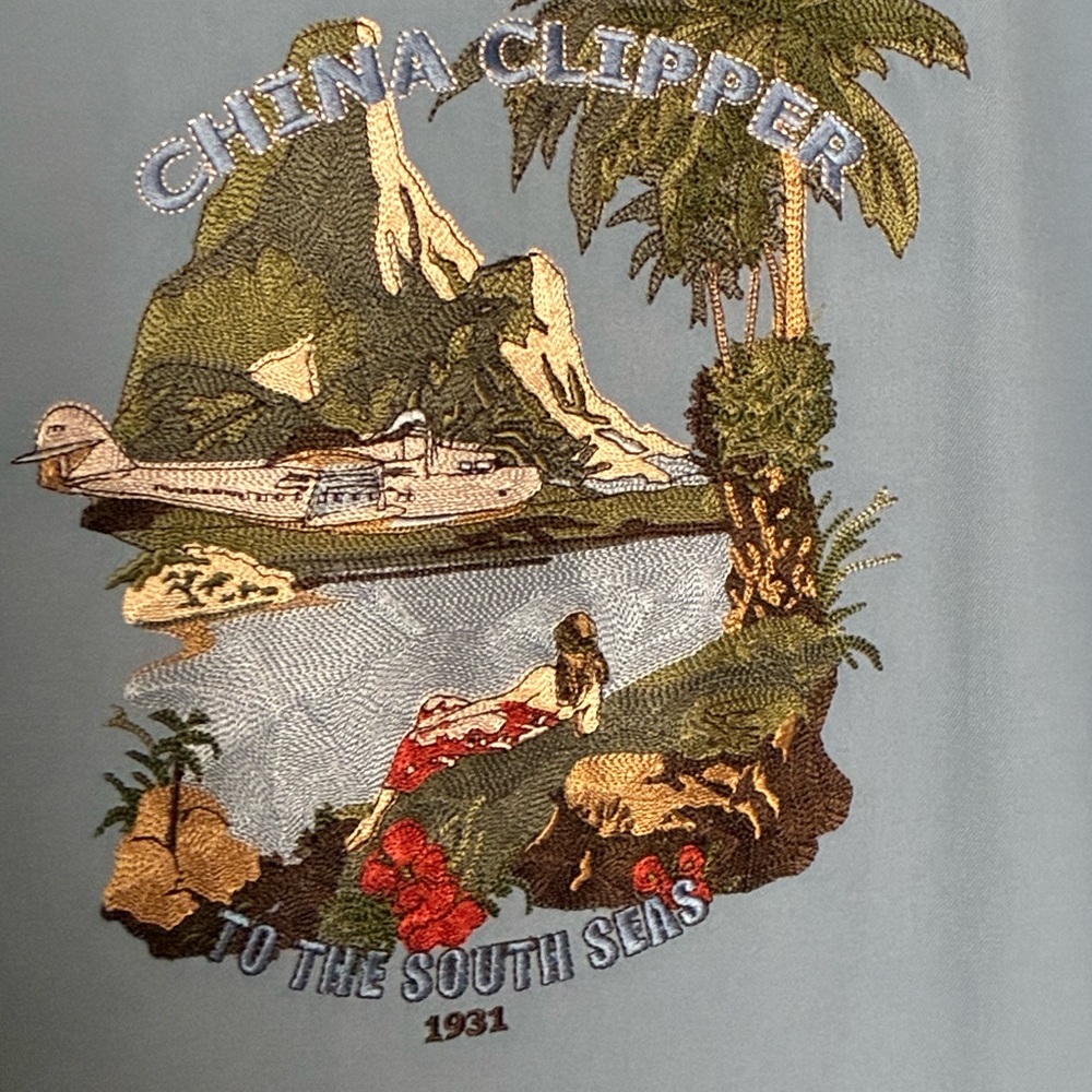 Very Rare Nat Nast Shirt with Classic China Clipper image embroidery on back.